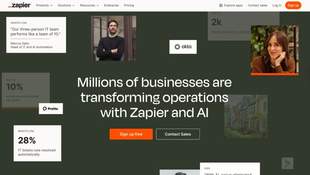 Best AI Tools for Small Businesses 15 Zapier AI automation platform connecting apps and automating business workflows